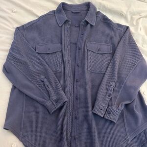 Purple Waffle Knit Button-Up Shirt